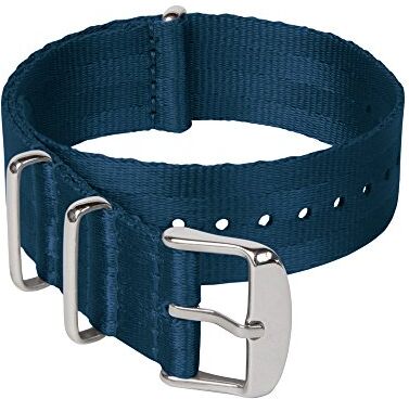 Archer Watch Straps Cinturini NATO in nylon di altissima qualità stile cintura di sicurezza   Cinturini di ricambio resistenti tipo militare   Blu Navy/Acciaio inox, 18mm