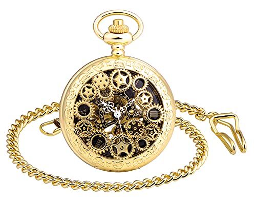 SUPBRO Orologio da tasca Retro Classico orologio da taschino meccanico a carica manuale Numeri romani Orologio da taschino per uomo Donna con catena