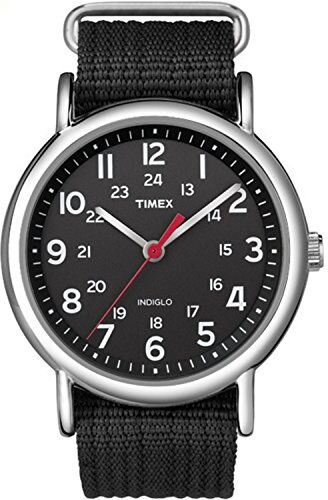 Timex Weekender T2N647 Orologio al quarzo con cinturino e quadrante nero da 38 mm