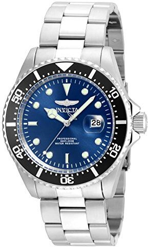 Invicta Pro Diver Orologio da uomo in acciaio inossidabile con movimento al quarzo 43 mm, Blu / Argento