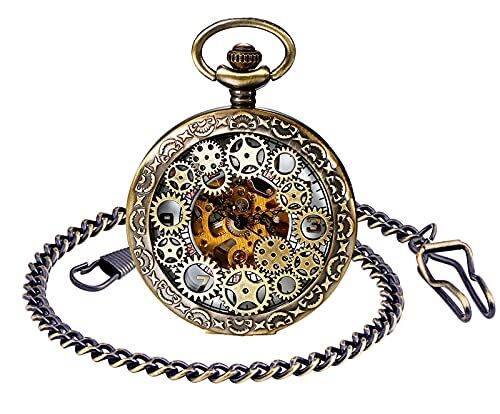 SUPBRO Orologio da Taschino per Uomo con Quadrante e Catena orologio da taschino meccanico a carica manuale Ingranaggio