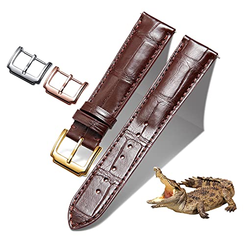 BINLUN Cinturino in Coccodrillo Pelle 12-24mm, Cinturini Orologio in Alligatore per Uomo Donne Cinturino Cuoio