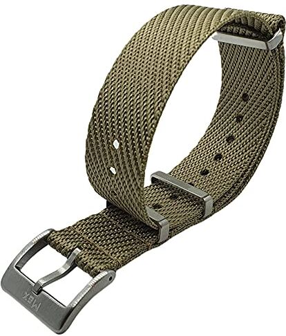 Max Premium Nylon Nato Cinturino di sicurezza per orologio da polso in acciaio inox spazzolato, cinturino di ricambio per uomo e donna 20 mm 22 mm colore: cachi, cod.