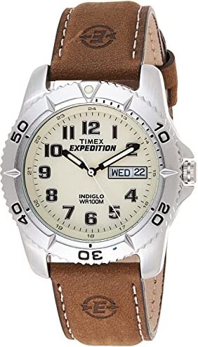 Timex T46681SU Orologio da Polso da Uomo, Pelle, Marrone