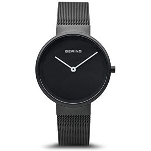 BERING Orologio da donna al quarzo, orologio da polso con cassa in acciaio inossidabile nera da 31 mm, quadrante nero, cinturino in maglia milanese, vetro zaffiro, 5 ATM BERING Orologio da donna al quarzo, orologio da polso con cassa in acciaio inossidabile nera da 31 mm, quadrante nero, cinturino in maglia milanese, vetro zaffiro, 5 ATM
