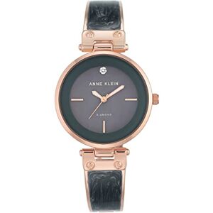 Anne Klein Orologio da donna a bracciale rigido, con quadrante con vero diamante, Grigio/Oro Rosa Anne Klein Orologio da donna a bracciale rigido, con quadrante con vero diamante, Grigio/Oro Rosa