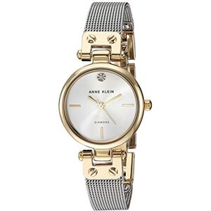 Anne Klein Orologio da polso da donna, con vero diamante sul quadrante, con cinturino a bracciale in maglia mesh color oro, Due Toni Anne Klein Orologio da polso da donna, con vero diamante sul quadrante, con cinturino a bracciale in maglia mesh color oro, Due Toni