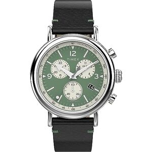 Timex Orologio cronografo da uomo con cinturino in pelle Waterbury Standard, verde, cinghia Timex Orologio cronografo da uomo con cinturino in pelle Waterbury Standard, verde, cinghia