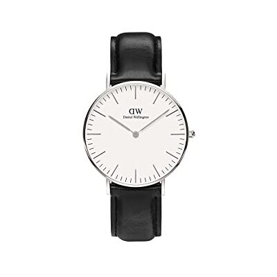 Daniel Wellington Classic Sheffield Orologio da uomo e donna, 36 mm, in pelle, colore: nero/argento Daniel Wellington Classic Sheffield Orologio da uomo e donna, 36 mm, in pelle, colore: nero/argento