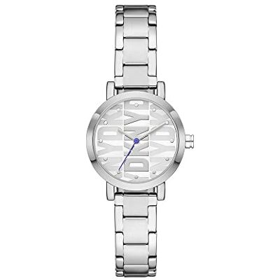 DKNY Orologio Soho da donna, movimento a tre lancette, cassa in lega argentata 28 mm con bracciale in acciaio, DKNY Orologio Soho da donna, movimento a tre lancette, cassa in lega argentata 28 mm con bracciale in acciaio,