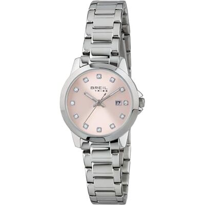 Breil , Collezione Classic Elegance, Orologio Donna in Acciaio, Movimento al Quarzo Solo Tempo, Quadrante Rosa, Lunetta con Sfere Argento e Cristalli, Resistente all'Acqua, Cassa 28mm, Silver-Rosa Breil , Collezione Classic Elegance, Orologio Donna in Acciaio, Movimento al Quarzo Solo Tempo, Quadrante Rosa, Lunetta con Sfere Argento e Cristalli, Resistente all'Acqua, Cassa 28mm, Silver-Rosa