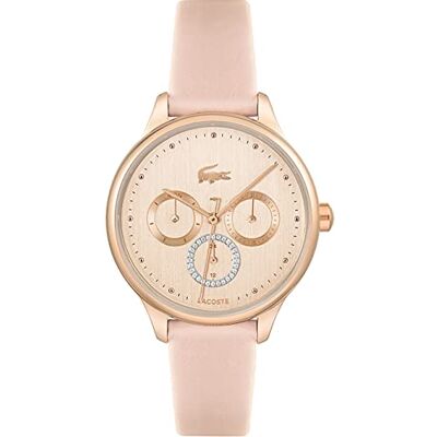 Lacoste Orologio analogico multifunzione al quarzo da donna con cinturino in pelle Rosato Lacoste Orologio analogico multifunzione al quarzo da donna con cinturino in pelle Rosato