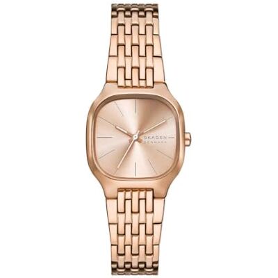 Skagen Orologio Mellem Lille per donna, movimento al quarzo a tre lancette con cinturino in acciaio inossidabile, 28 mm, Tono oro rosa Skagen Orologio Mellem Lille per donna, movimento al quarzo a tre lancette con cinturino in acciaio inossidabile, 28 mm, Tono oro rosa