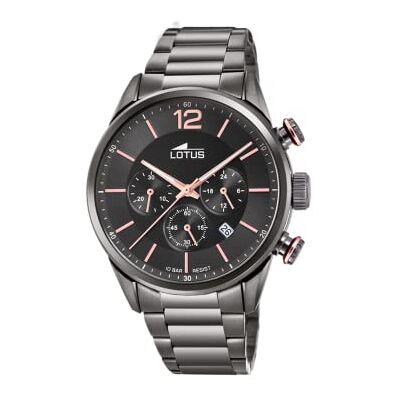 Lotus Orologio Uomo Analogico Acciaio Inox 316L Nero Quarzo Cronografo Calendario Vetro Minerale Impermeabile 10 ATM Casual Chrono Lotus Orologio Uomo Analogico Acciaio Inox 316L Nero Quarzo Cronografo Calendario Vetro Minerale Impermeabile 10 ATM Casual Chrono