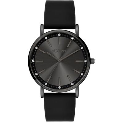 s.Oliver orologio da donna Rotondo Nero 18 mm Elegante orologio da donna in metallo con movimento al quarzo 3 ATM impermeabile antigraffio s.Oliver orologio da donna Rotondo Nero 18 mm Elegante orologio da donna in metallo con movimento al quarzo 3 ATM impermeabile antigraffio