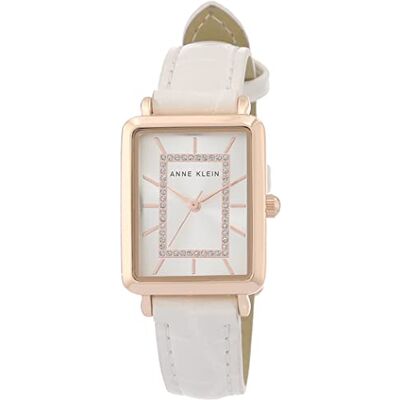 Anne Klein Orologio da donna con cinturino effetto coccodrillo, impreziosito da cristalli, AK/3823, Avorio/Oro Rosa Anne Klein Orologio da donna con cinturino effetto coccodrillo, impreziosito da cristalli, AK/3823, Avorio/Oro Rosa