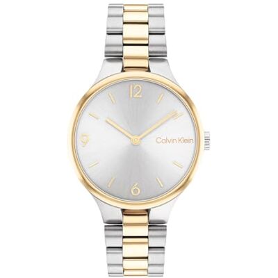 Calvin Klein Orologio Analogico al Quarzo da Donna Collezione LINKED BRACELET 32MM con Cinturino in Acciaio Inossidabile Bicolore Calvin Klein Orologio Analogico al Quarzo da Donna Collezione LINKED BRACELET 32MM con Cinturino in Acciaio Inossidabile Bicolore
