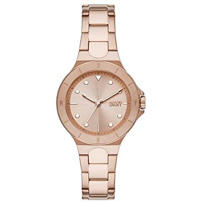 DKNY Orologio Chambers da donna, movimento al quarzo a tre lancette, cassa in acciaio inossidabile oro rosa 34 mm con bracciale in acciaio inossidabile, DKNY Orologio Chambers da donna, movimento al quarzo a tre lancette, cassa in acciaio inossidabile oro rosa 34 mm con bracciale in acciaio inossidabile,