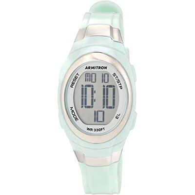 Armitron Orologio sportivo da donna, digitale, con cronografo, cinturino in resina, 45/7042, Menta Perlescente Armitron Orologio sportivo da donna, digitale, con cronografo, cinturino in resina, 45/7042, Menta Perlescente