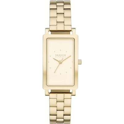 Skagen Orologio Hagen per donna, Movimento al quarzo a tre lancette con cinturino in acciaio inossidabile o in pelle, 22 mm, Tono oro Skagen Orologio Hagen per donna, Movimento al quarzo a tre lancette con cinturino in acciaio inossidabile o in pelle, 22 mm, Tono oro