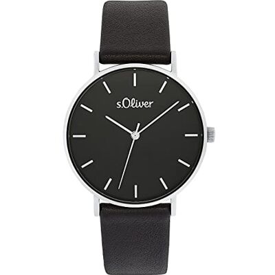 s.Oliver Orologio da polso da Donna al quarzo Analogico, con Cinturino in pelle, Argento, impermeabile 3 bar, fornito in confezione regalo s.Oliver Orologio da polso da Donna al quarzo Analogico, con Cinturino in pelle, Argento, impermeabile 3 bar, fornito in confezione regalo