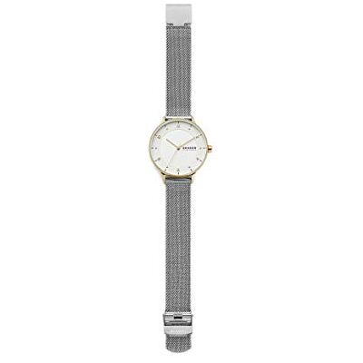 Skagen Orologio RIIS per donna, Movimento al quarzo a tre lancette con cinturino in acciaio inossidabile o in pelle, 36 mm, Tono argento e tono oro Skagen Orologio RIIS per donna, Movimento al quarzo a tre lancette con cinturino in acciaio inossidabile o in pelle, 36 mm, Tono argento e tono oro
