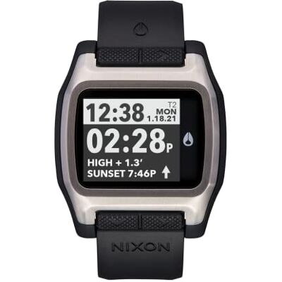 NIXON Orologio digitale giapponese movimento automatico con cinturino in plastica , nero/argento, cinghie NIXON Orologio digitale giapponese movimento automatico con cinturino in plastica , nero/argento, cinghie