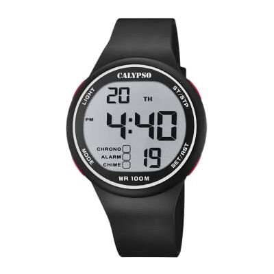 Calypso Orologio digitale da uomo K5795 al quarzo, numeri grandi, resistente all'acqua 10 ATM, data e calendario, cronografo, doppio orario, luce, sveglia, 12 e 24 ore, cinturino in gomma, Flash Time Calypso Orologio digitale da uomo K5795 al quarzo, numeri grandi, resistente all'acqua 10 ATM, data e calendario, cronografo, doppio orario, luce, sveglia, 12 e 24 ore, cinturino in gomma, Flash Time