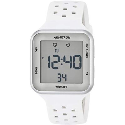 Armitron Orologio sportivo unisex, digitale, con cronografo, cinturino in silicone, 40/8420, Bianco Armitron Orologio sportivo unisex, digitale, con cronografo, cinturino in silicone, 40/8420, Bianco