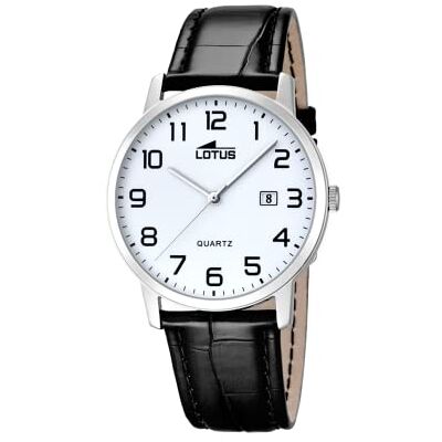Lotus Orologio Uomo Analogico Pelle Nera Quarzo Calendario Vetro Minerale Impermeabile 5 ATM Elegante Classico Lotus Orologio Uomo Analogico Pelle Nera Quarzo Calendario Vetro Minerale Impermeabile 5 ATM Elegante Classico