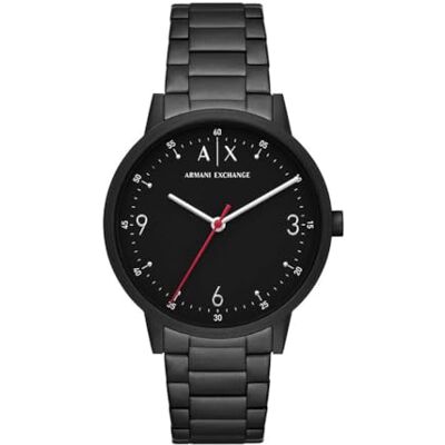 Armani Orologio da uomo, Movimento al quarzo a tre lancette e cassa da 42 mm con cinturino in acciaio, Nero Jet Armani Orologio da uomo, Movimento al quarzo a tre lancette e cassa da 42 mm con cinturino in acciaio, Nero Jet
