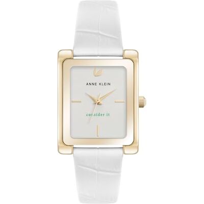 Anne Klein Orologio da Donna con cinturino in pelle di coccodrillo sostenibile, AK/5146, Bianco Anne Klein Orologio da Donna con cinturino in pelle di coccodrillo sostenibile, AK/5146, Bianco