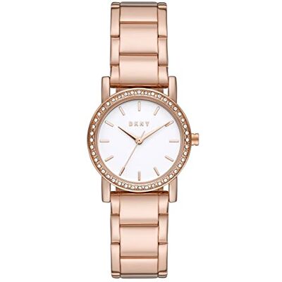 DKNY Orologio Soho Donna, movimento a tre lancette, cassa in lega oro rosa 29 mm con bracciale in acciaio, DKNY Orologio Soho Donna, movimento a tre lancette, cassa in lega oro rosa 29 mm con bracciale in acciaio,