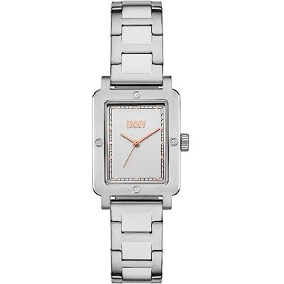 DKNY Orologio per donna, movimento a tre lancette City Rivet, orologio in acciaio inossidabile con cassa di 24 mm e cinturino in pelle o acciaio, Argento (Silver) DKNY Orologio per donna, movimento a tre lancette City Rivet, orologio in acciaio inossidabile con cassa di 24 mm e cinturino in pelle o acciaio, Argento (Silver)