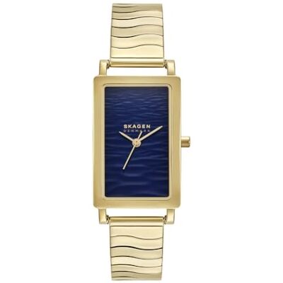 Skagen Hagen Orologio da donna al quarzo, movimento a tre lancette, con cinturino in acciaio inox o pelle, Oro Cremoso e Nero, 43 mm, Bracciale Skagen Hagen Orologio da donna al quarzo, movimento a tre lancette, con cinturino in acciaio inox o pelle, Oro Cremoso e Nero, 43 mm, Bracciale
