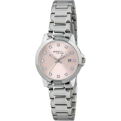 Breil , Collezione Classic Elegance, Orologio Donna in Acciaio, Movimento al Quarzo Solo Tempo, Quadrante Rosa, Lunetta con Sfere Argento e Cristalli, Resistente all'Acqua, Cassa 28mm, Silver-Rosa Breil , Collezione Classic Elegance, Orologio Donna in Acciaio, Movimento al Quarzo Solo Tempo, Quadrante Rosa, Lunetta con Sfere Argento e Cristalli, Resistente all'Acqua, Cassa 28mm, Silver-Rosa