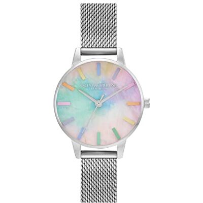 Burton Orologio Analogico al Quarzo da Donna Collezione RAINBOW con Cinturino in Maglia Metallica in Acciaio Inossidabile Argentato Burton Orologio Analogico al Quarzo da Donna Collezione RAINBOW con Cinturino in Maglia Metallica in Acciaio Inossidabile Argentato