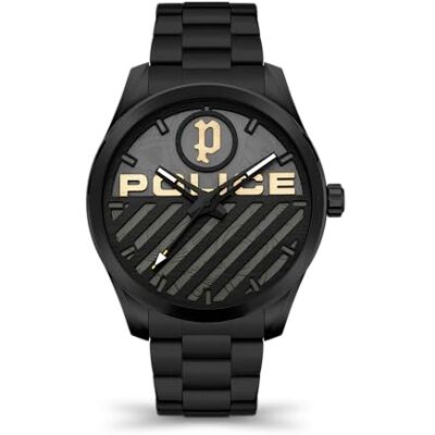 Police Orologio analogico al quarzo da uomo con cinturino in acciaio inox , Nero, misura unica, Police Orologio analogico al quarzo da uomo con cinturino in acciaio inox , Nero, misura unica,