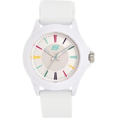 Skechers Orologio da donna, Rosencrans, movimento a tre lancette, cassa in policarbonato bianca da 40 mm con cinturino in silicone, Skechers Orologio da donna, Rosencrans, movimento a tre lancette, cassa in policarbonato bianca da 40 mm con cinturino in silicone,