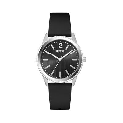 Guess CHIP Orologio da polso analogico al quarzo, in acciaio inox, 40 mm, cinturino in silicone nero, 5 bar, colore: nero Guess CHIP Orologio da polso analogico al quarzo, in acciaio inox, 40 mm, cinturino in silicone nero, 5 bar, colore: nero