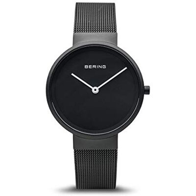 BERING Orologio da donna al quarzo, orologio da polso con cassa in acciaio inossidabile nera da 31 mm, quadrante nero, cinturino in maglia milanese, vetro zaffiro, 5 ATM BERING Orologio da donna al quarzo, orologio da polso con cassa in acciaio inossidabile nera da 31 mm, quadrante nero, cinturino in maglia milanese, vetro zaffiro, 5 ATM