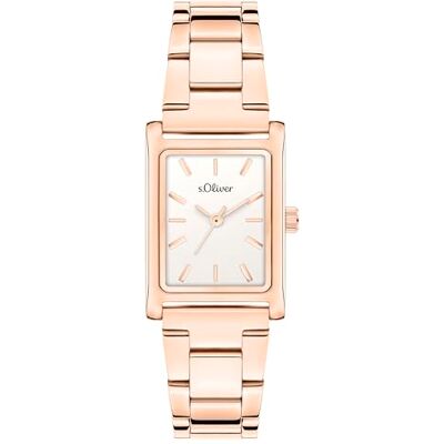 s.Oliver Orologio da donna Rettangolare Oro rosa 22 mm Elegante orologio da donna in metallo con movimento al quarzo 3 ATM impermeabile antigraffio s.Oliver Orologio da donna Rettangolare Oro rosa 22 mm Elegante orologio da donna in metallo con movimento al quarzo 3 ATM impermeabile antigraffio