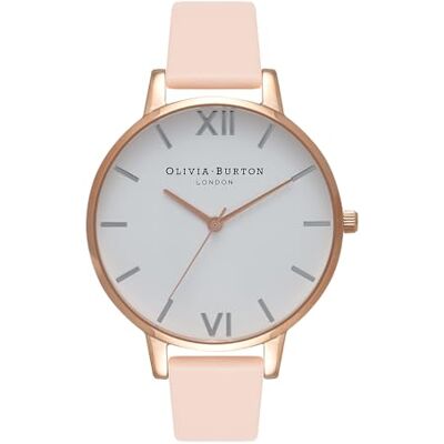 Burton Orologio Analogico al Quarzo da Donna Collezione WHITE DIAL con Cinturino in Pelle Beige Burton Orologio Analogico al Quarzo da Donna Collezione WHITE DIAL con Cinturino in Pelle Beige