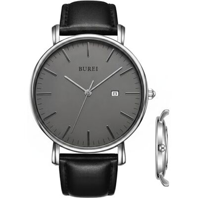 BUREI Orologio da uomo moderno minimalista Orologio da uomo elegante con quadrante grande classico con cinturino in pelle BUREI Orologio da uomo moderno minimalista Orologio da uomo elegante con quadrante grande classico con cinturino in pelle