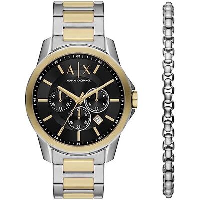 Armani Orologio da uomo, Movimento cronografo al quarzo e cassa da 44 mm con cinturino in acciaio Armani Orologio da uomo, Movimento cronografo al quarzo e cassa da 44 mm con cinturino in acciaio