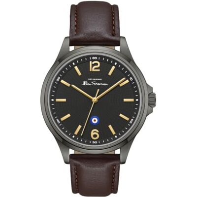 Ben Sherman Orologio da uomo Westminster con quadrante nero goffrato, cinturino in vera pelle e cassa color canna di fucile Ben Sherman Orologio da uomo Westminster con quadrante nero goffrato, cinturino in vera pelle e cassa color canna di fucile