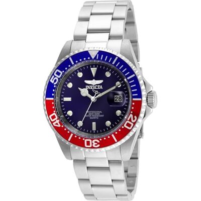 Invicta Pro Diver Orologio da uomo in acciaio inossidabile con movimento al quarzo 40 mm, Rosso / Blu Invicta Pro Diver Orologio da uomo in acciaio inossidabile con movimento al quarzo 40 mm, Rosso / Blu