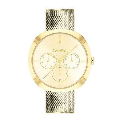 Calvin Klein Orologio analogico multifunzione al quarzo da donna Collezione SHAPE con cinturino in acciaio inossidabile Calvin Klein Orologio analogico multifunzione al quarzo da donna Collezione SHAPE con cinturino in acciaio inossidabile