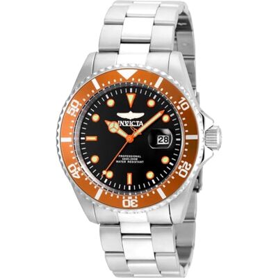 Invicta Pro Diver Orologio da uomo in acciaio inossidabile con movimento al quarzo 43 mm, Argento / Arancione Invicta Pro Diver Orologio da uomo in acciaio inossidabile con movimento al quarzo 43 mm, Argento / Arancione