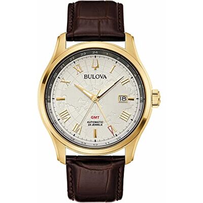 Bulova Orologio analogico automatico da uomo con cinturino in pelle , Marrone dorato., cinghie Bulova Orologio analogico automatico da uomo con cinturino in pelle , Marrone dorato., cinghie